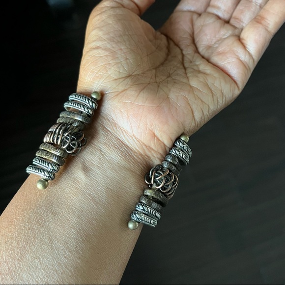 Textured Mixed Metal Cuff Bracelet - Picture 3 of 6